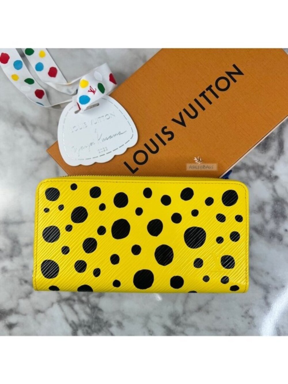 Louis Vuitton x Yayoi Kusama Zippy Wallet Epi Leather In Jaune Noir